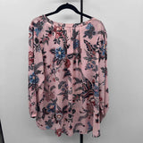 Tahari Women's Size 2X Pink Floral Long Sleeve Shirt