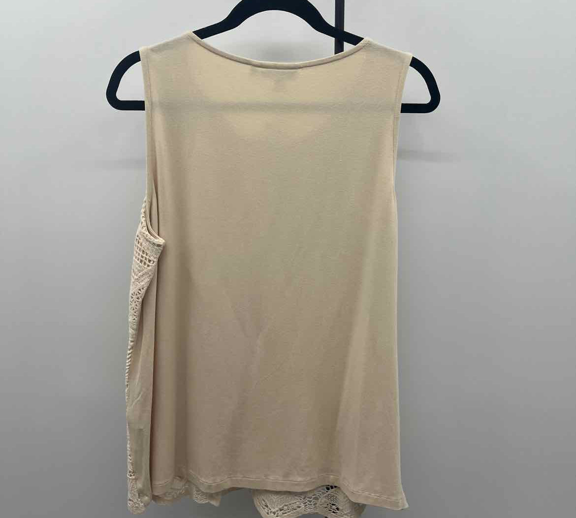 Chico's Women's Size L Ivory Crochet Sleeveless Shirt