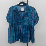 Lucky Brand Women's Size M Blue Tie Dye Short Sleeve Shirt