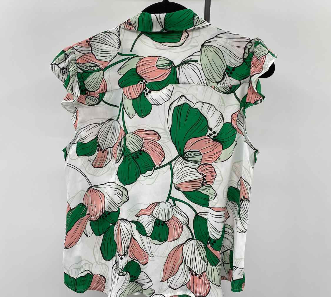 Liz Claiborne Women's Size LP Green Floral Short Sleeve Shirt