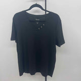 Chico's Women's Size XL Black Solid Short Sleeve Shirt