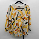 Chico's Women's Size XL Yellow Floral Sweater