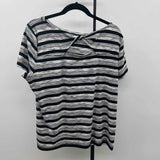 Talbots Women's Size XL Black Stripe Short Sleeve Shirt