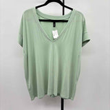White House Black Market Women's Size XL Green Shimmer Short Sleeve Shirt