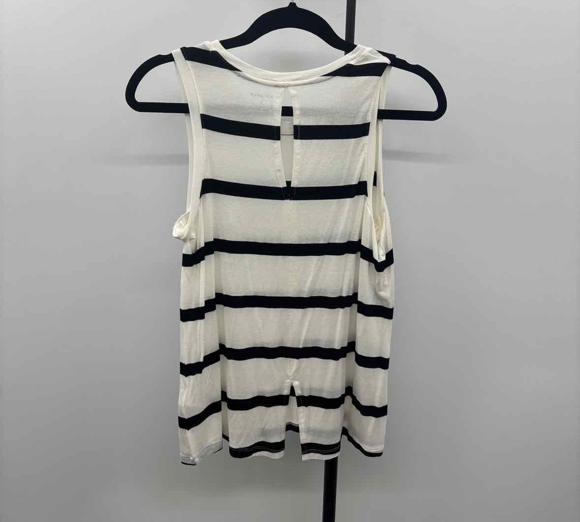 Halogen Women's Size S White Stripe Sleeveless Shirt