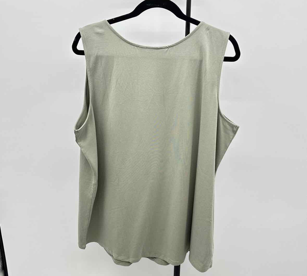 Belle by Kim Gravel Women's Size 1X Olive Solid Sleeveless Shirt