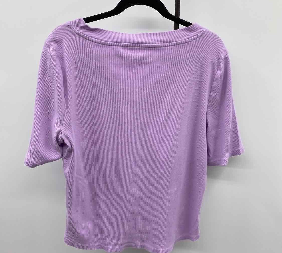 Talbots Women's Size XL Lavender Ribbed Short Sleeve Shirt