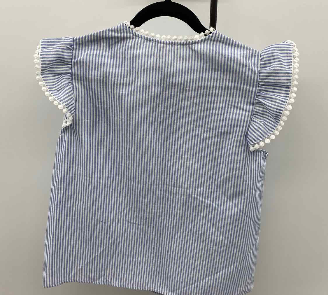 Poeselle Women's Size S Blue Stripe Short Sleeve Shirt