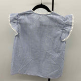 Poeselle Women's Size S Blue Stripe Short Sleeve Shirt