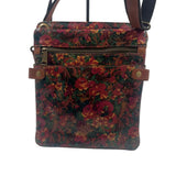 PATRICIA NASH Red & Multi RUSTIC NATURE Floral Print Leather PRIZZI Crossbody Purse