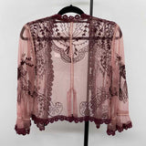 NATAYA Women's Size S maroon Embroidered Cardigan