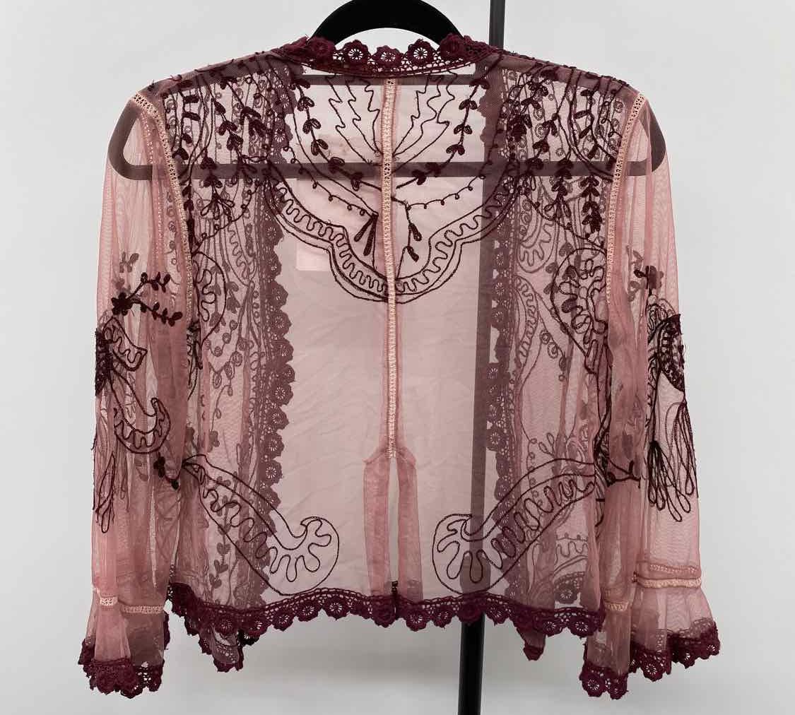 NATAYA Women's Size S maroon Embroidered Cardigan