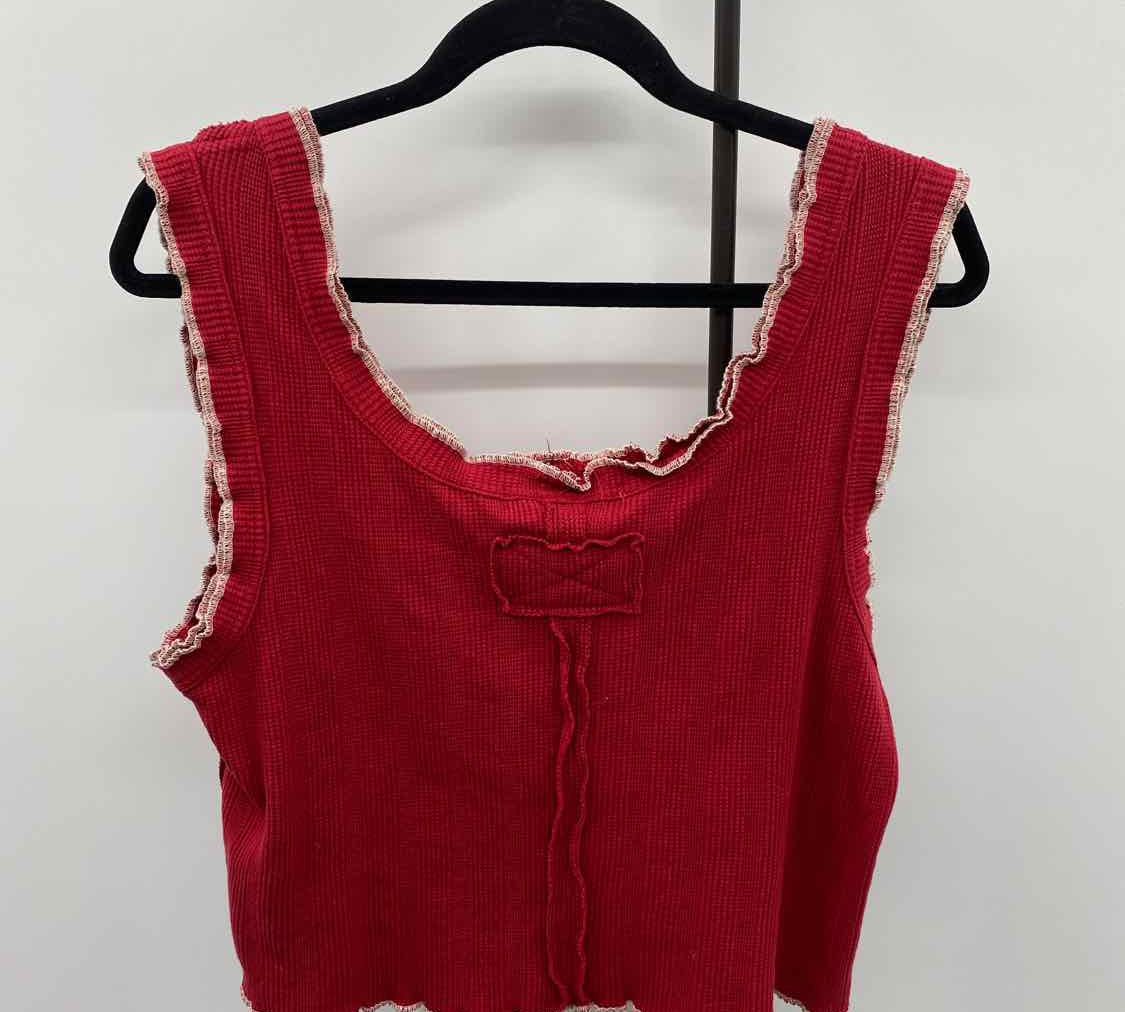 Natural life Women's Size L Red Ribbed Tank