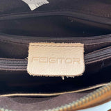 Interior Logo Patch FEIGITOR Floral Embossed Brown Leather Handled Satchel Bag Purse