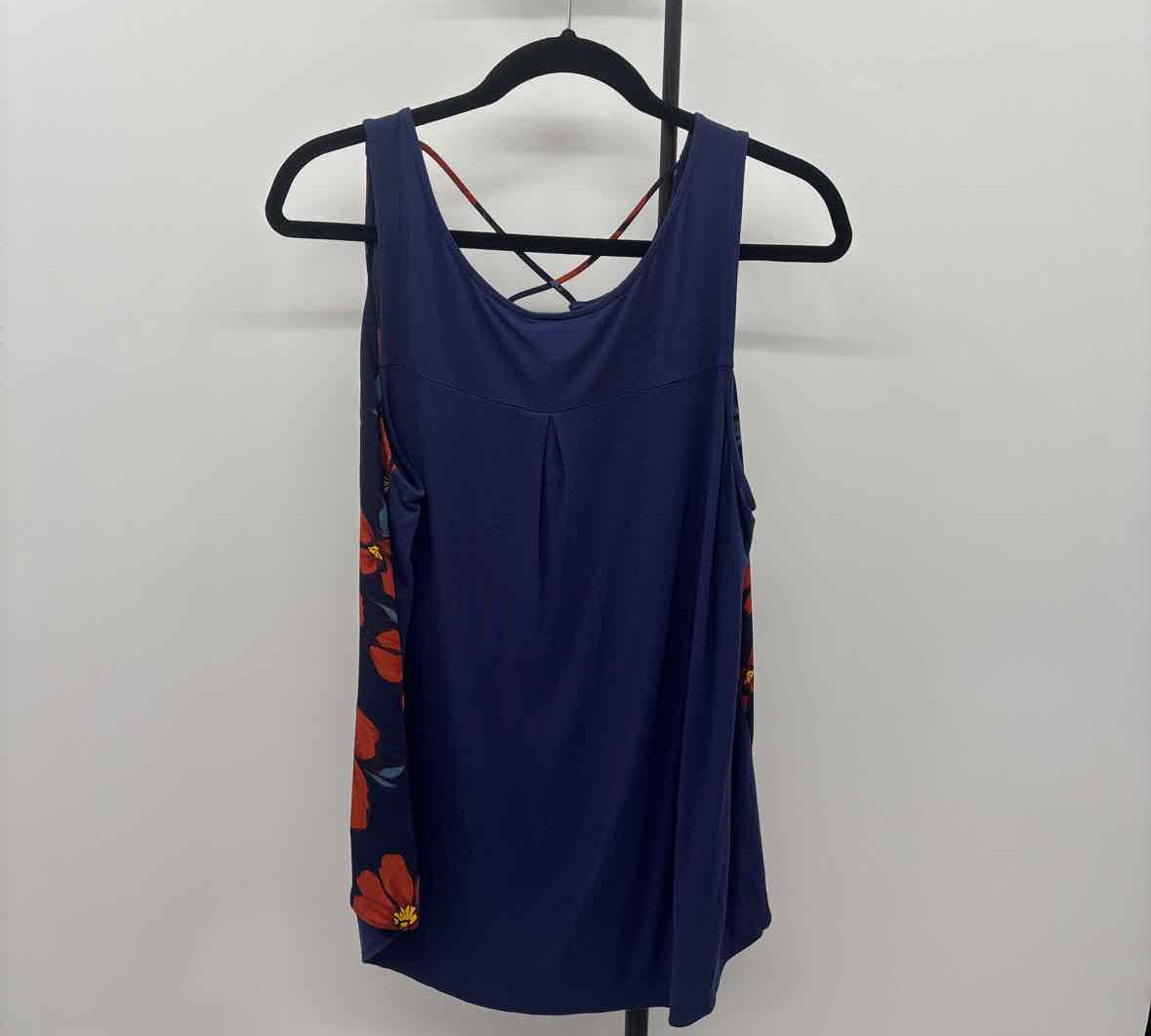 Fortune & Ivy Women's Size XL Navy Floral Sleeveless Shirt