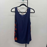 Fortune & Ivy Women's Size XL Navy Floral Sleeveless Shirt