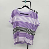 Talbots Women's Size 1X Lavender Stripe Short Sleeve Shirt