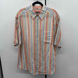 Talbots Men's Size L Multi-Color Linen Blend Striped Short Sleeve Shirt