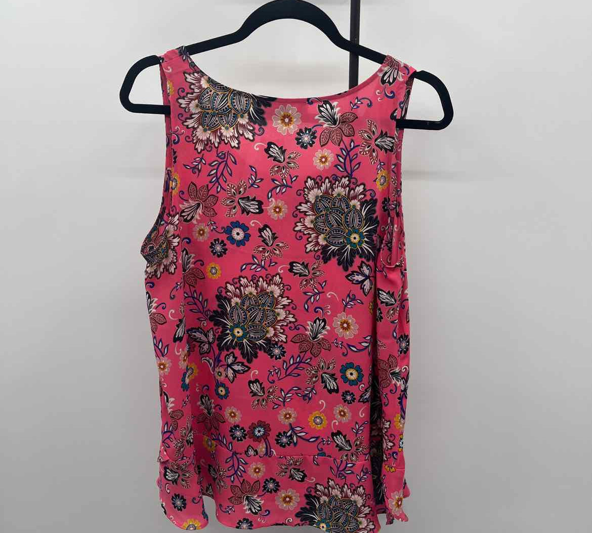 Loft Women's Size L Pink Floral Sleeveless Shirt