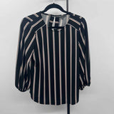Adrianna Papell Women's Size S Black Stripe Long Sleeve Shirt