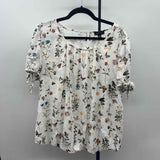 Tamara H Women's Size 1X White Floral Short Sleeve Shirt