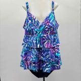 Unbranded Women's Size 24W Blue Leaf Swimsuit
