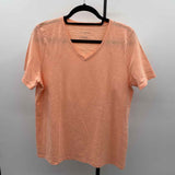 Talbots Women's Size L Peach Solid Short Sleeve Shirt