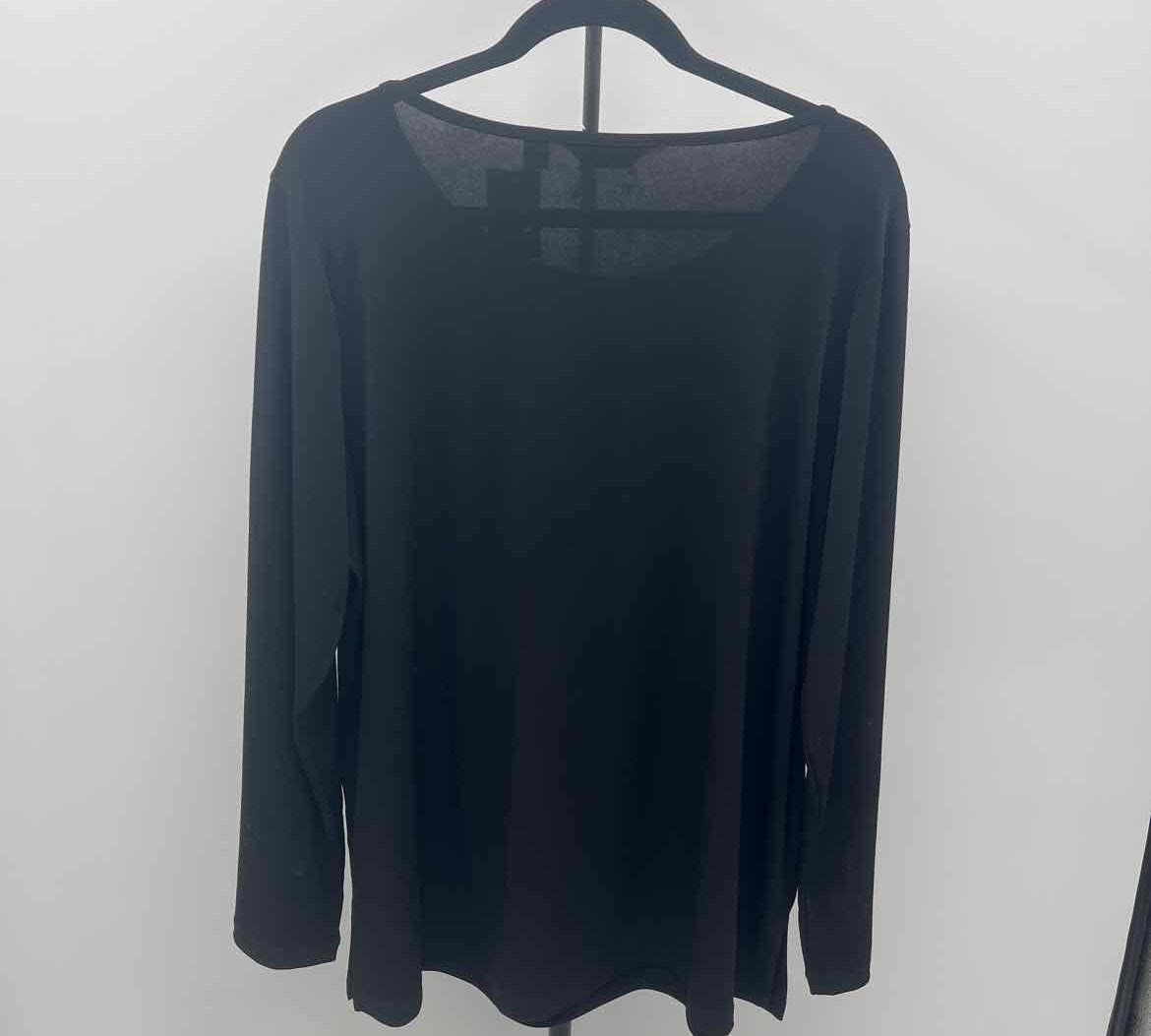 Susan Graver Women's Size XL Black Solid Long Sleeve Shirt