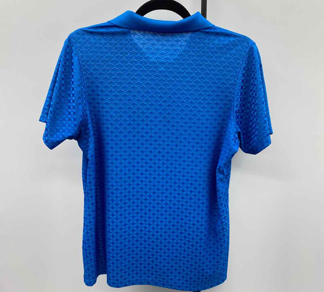 antiqua Women's Size L Turquoise Textured Short Sleeve Shirt