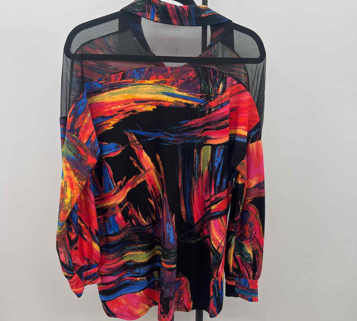 Attitudes by Renee Women's Size S Black Abstract Long Sleeve Shirt