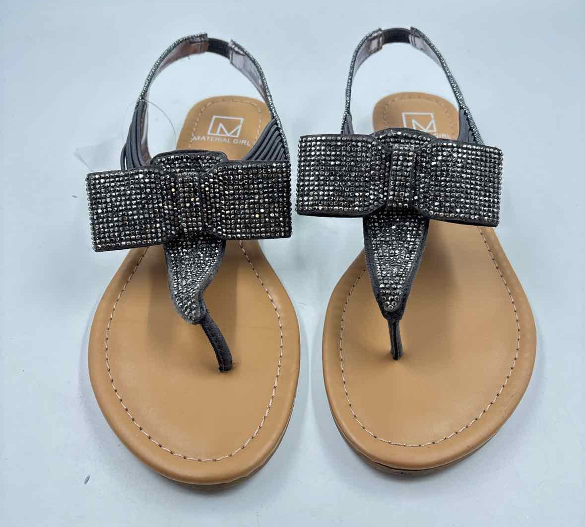Material Girl Women's Shoe Size 7.5 Pewter Beaded Sandals