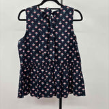 Ann Taylor Women's Size S Navy Floral Sleeveless Shirt