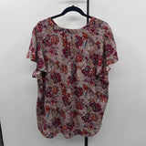 Maurice's Women's Size 2X maroon Floral Short Sleeve Shirt