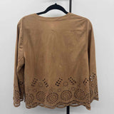 Chico's Women's Size L Tan Eyelet Jacket