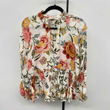 Loft Women's Size M White Floral Long Sleeve Shirt