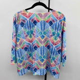 Alfred Dunner Women's Size LP Blue Abstract Long Sleeve Shirt