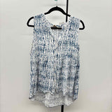 Cynthia Rowley Women's Size 1X Blue Abstract Sleeveless Shirt