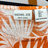 Rachel Zoe Women's Size L Orange Leaves Short Sleeve Shirt