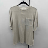 Madewell Junior's Size M Beige Solid Short Sleeve Shirt