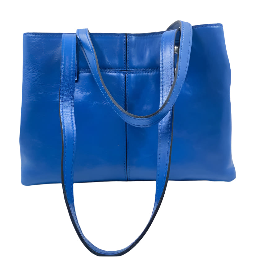 Back PATRICIA NASH Royal Blue Leather JULIEN Convertible Tote w/Removable Flat Front Clutch