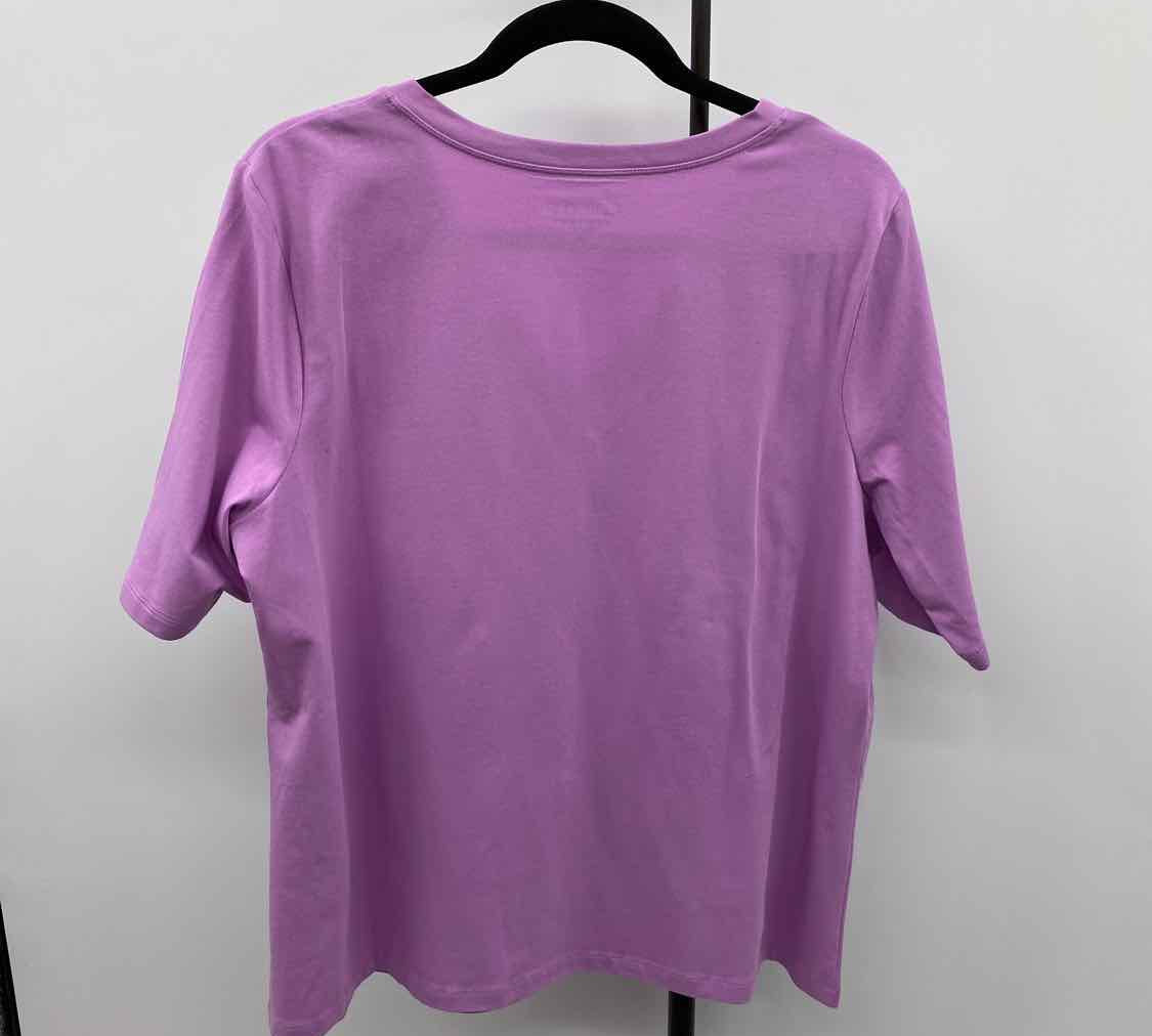 Chico's Women's Size XL Lavender Solid Short Sleeve Shirt