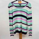 Talbots Women's Size XL Aqua Stripe Long Sleeve Shirt