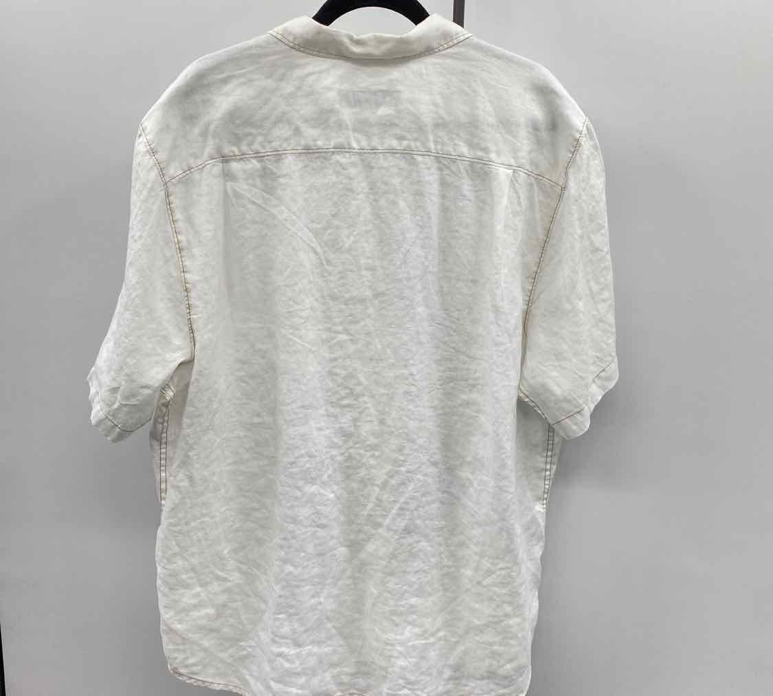 Tommy Bahama Men's Size XL White Linen Solid Short Sleeve Shirt