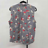 Charter Club Women's Size XL Navy Checkered Sleeveless Shirt