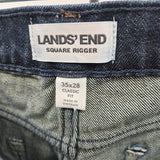 Lands End Men's Size 35 Blue Solid Jeans