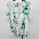 JM Collection Women's Size M White Floral Short Sleeve Shirt