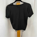 Moa Moa Women's Size L Black Solid Short Sleeve Shirt
