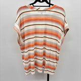White House Black Market Women's Size XL Peach Stripe Short Sleeve Shirt