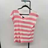 Talbots Women's Size L Pink Stripe Short Sleeve Shirt