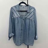 Maurice's Women's Size 2X Blue Textured Long Sleeve Shirt